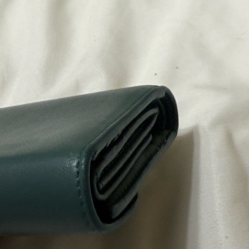 Celine Teal Triomphe Leather Trifold Wallet