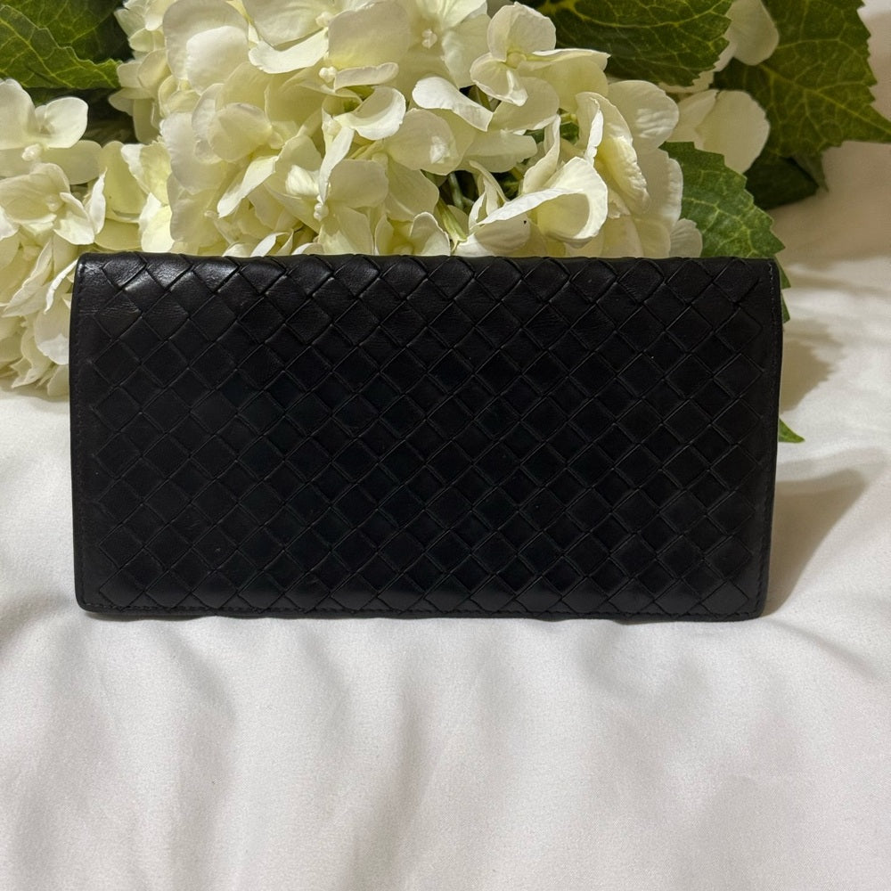 Bottega Veneta Black Intrecciato Leather Bifold Wallet
