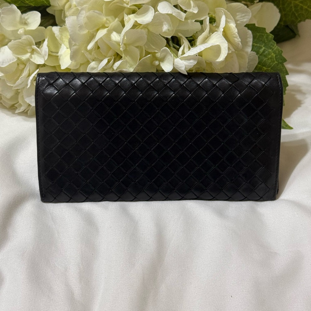 Bottega Veneta Black Intrecciato Leather Bifold Wallet