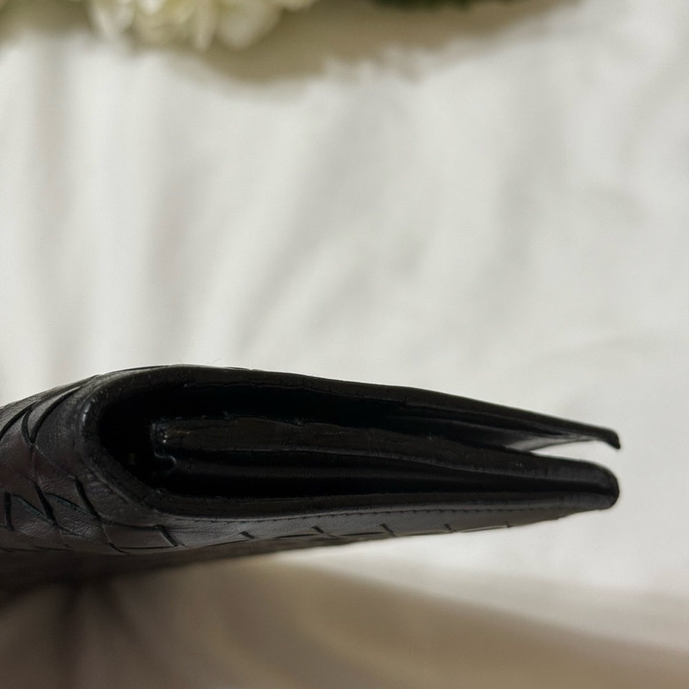 Bottega Veneta Black Intrecciato Leather Bifold Wallet