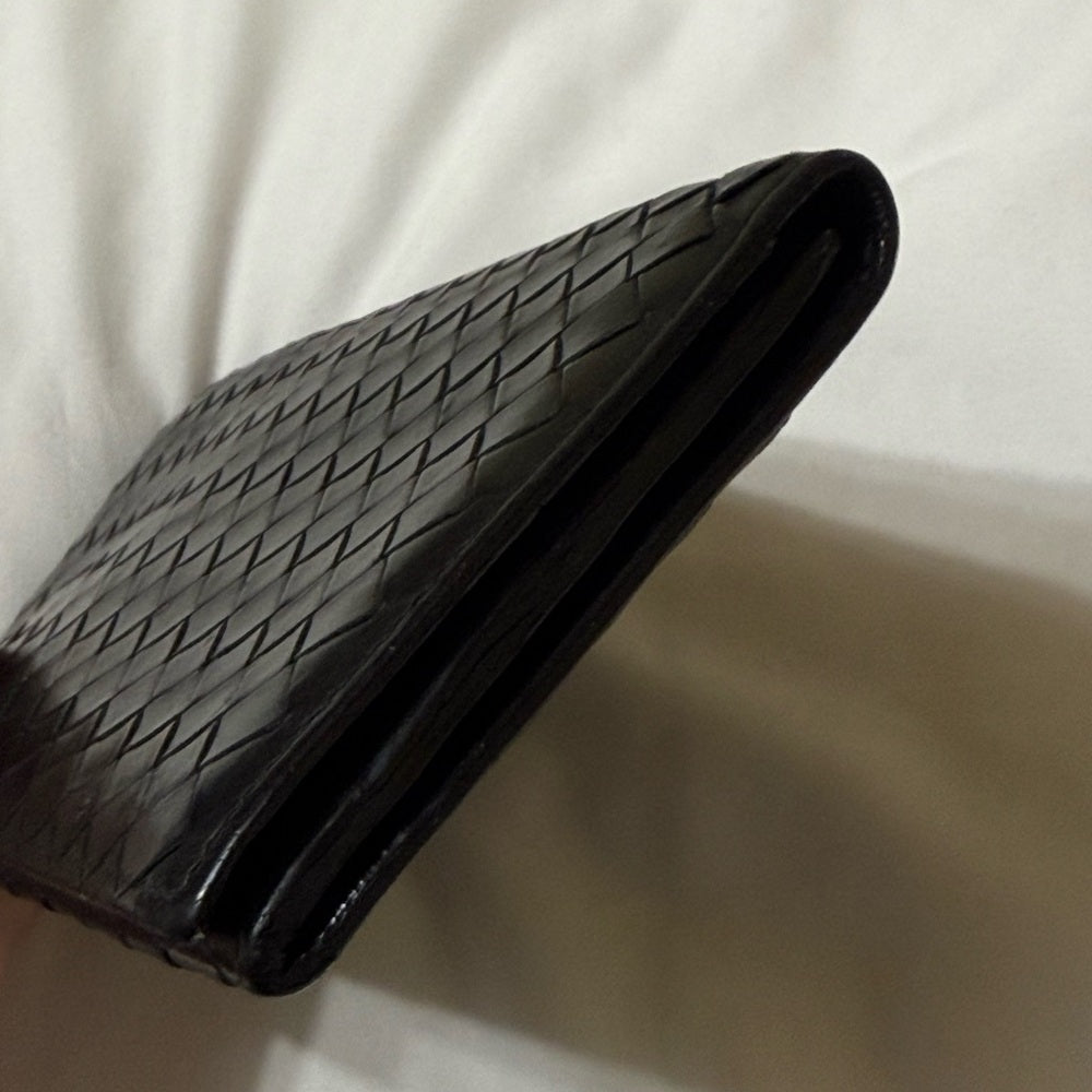 Bottega Veneta Black Intrecciato Leather Bifold Wallet