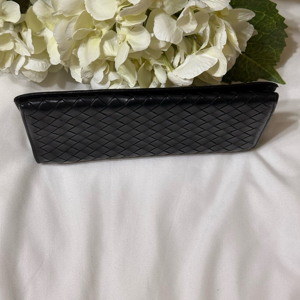 Bottega Veneta Black Intrecciato Leather Bifold Wallet