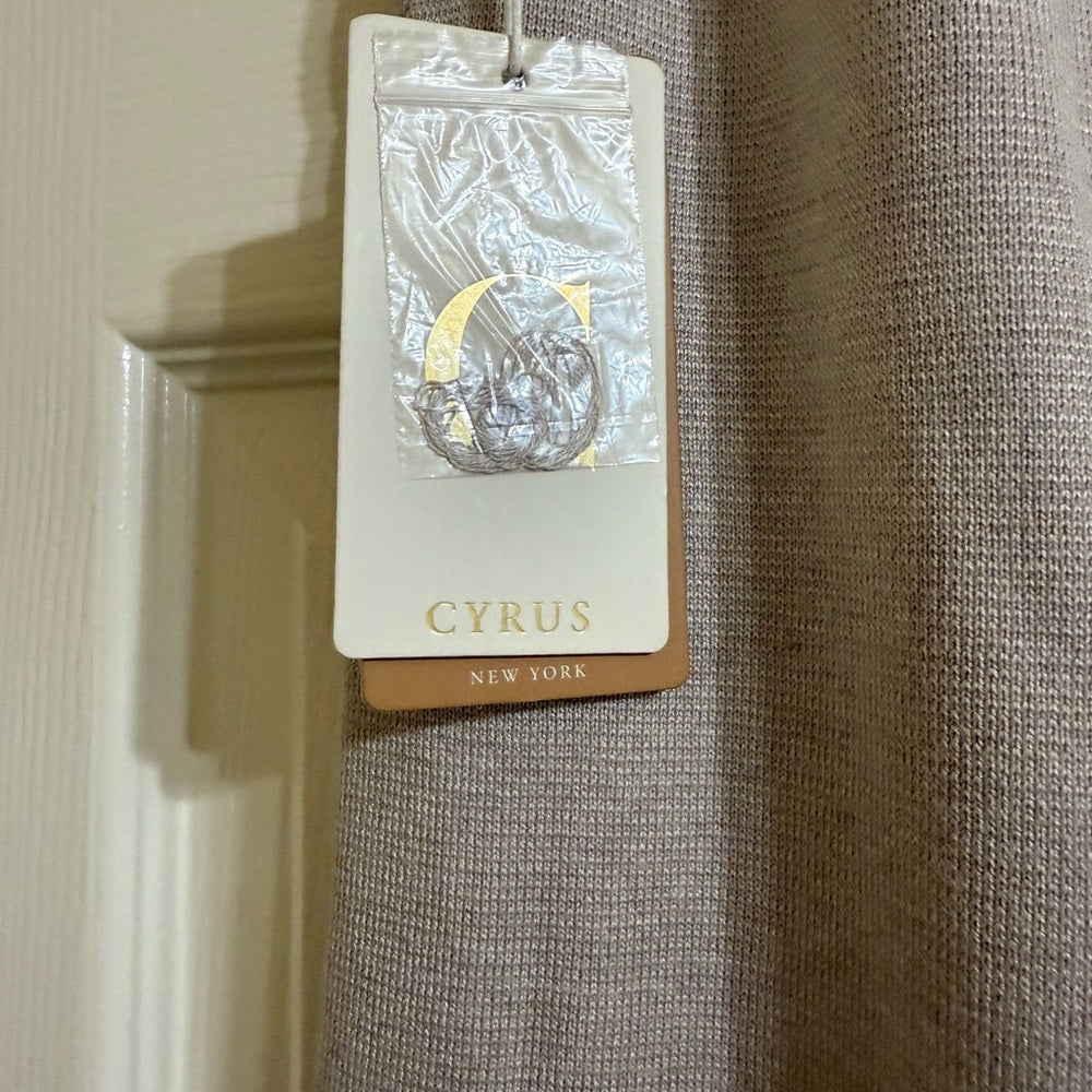 NWT Cyrus Women's Beige Knit Lounge Set Sleeveless Top Wide Leg Pants Large