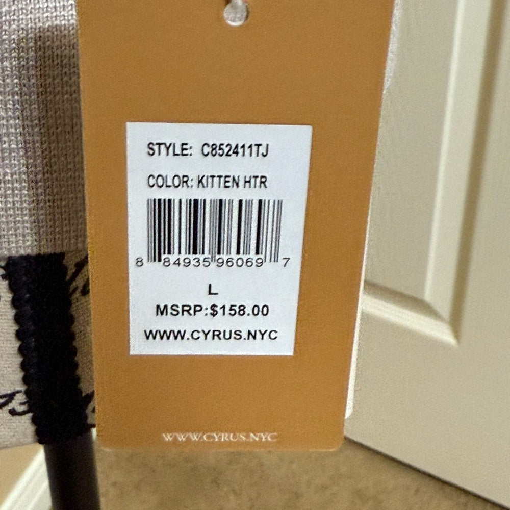 NWT Cyrus Women's Beige Knit Lounge Set Sleeveless Top Wide Leg Pants Large