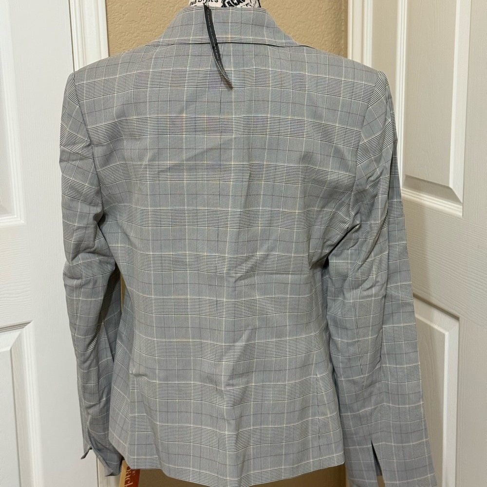 New Linda Allard Ellen Tracy Gray Plaid Blazer The Black Room