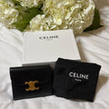 Celine Black Calfskin Triomphe Trifold Wallet