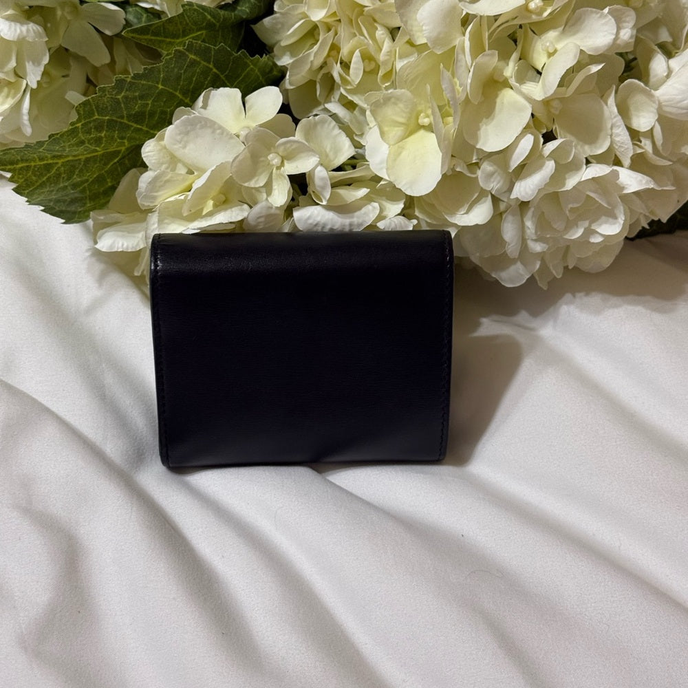 Celine Black Calfskin Triomphe Trifold Wallet