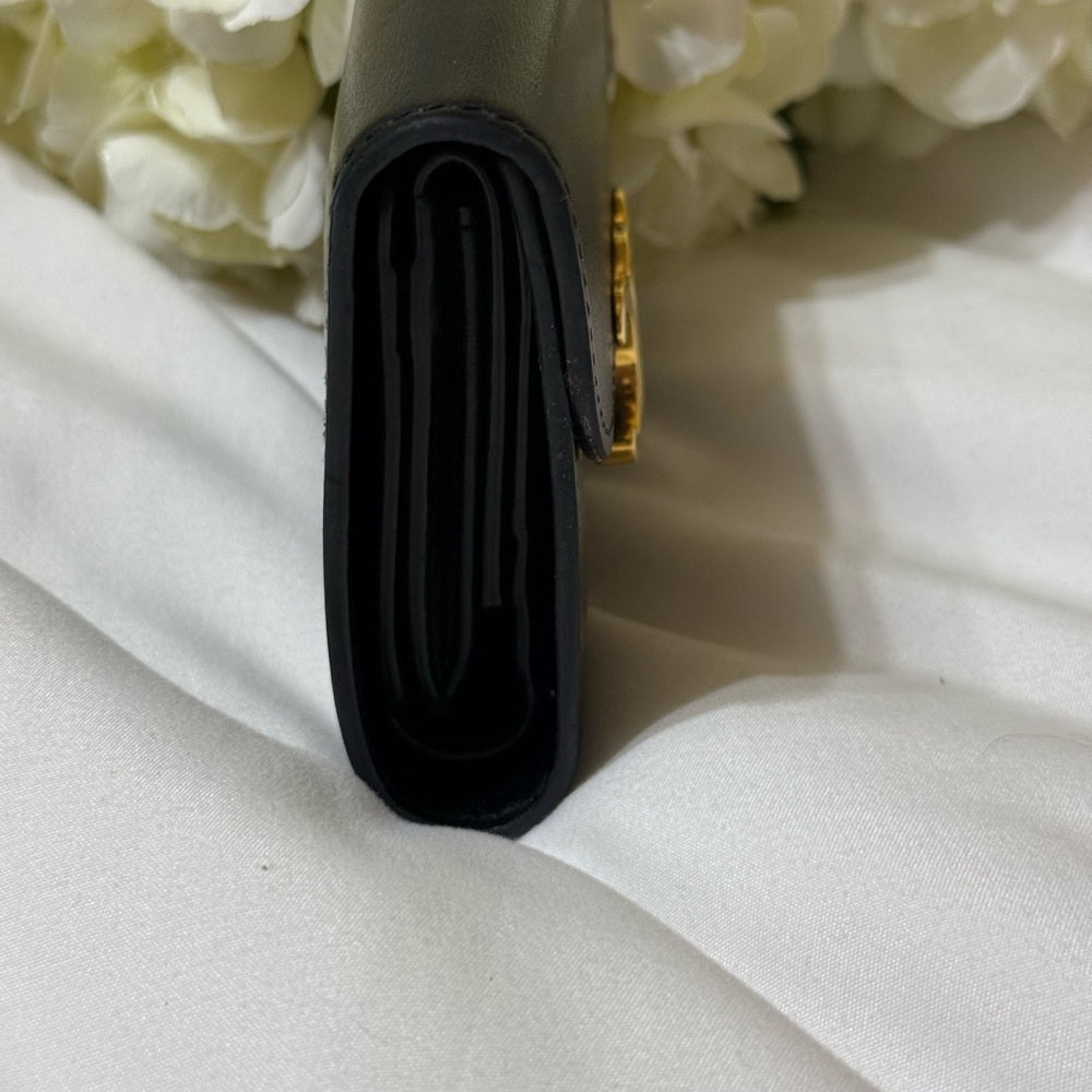 Celine Black Calfskin Triomphe Trifold Wallet