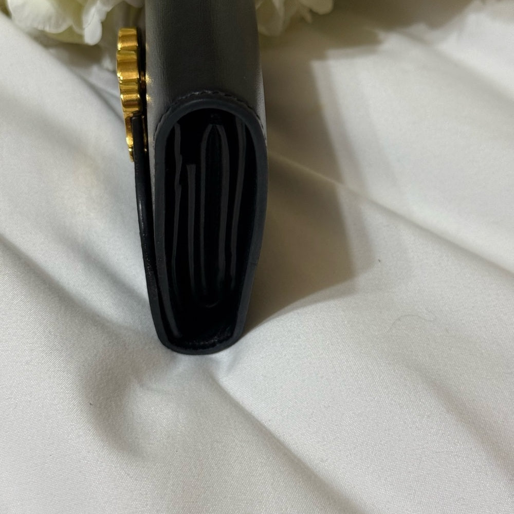 Celine Black Calfskin Triomphe Trifold Wallet