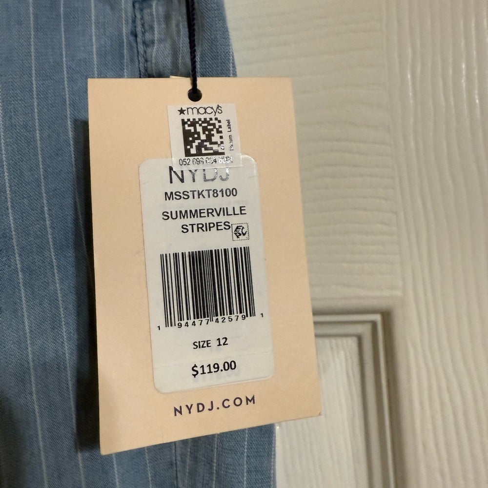 New NYDJ Light Blue Striped Flare Jeans