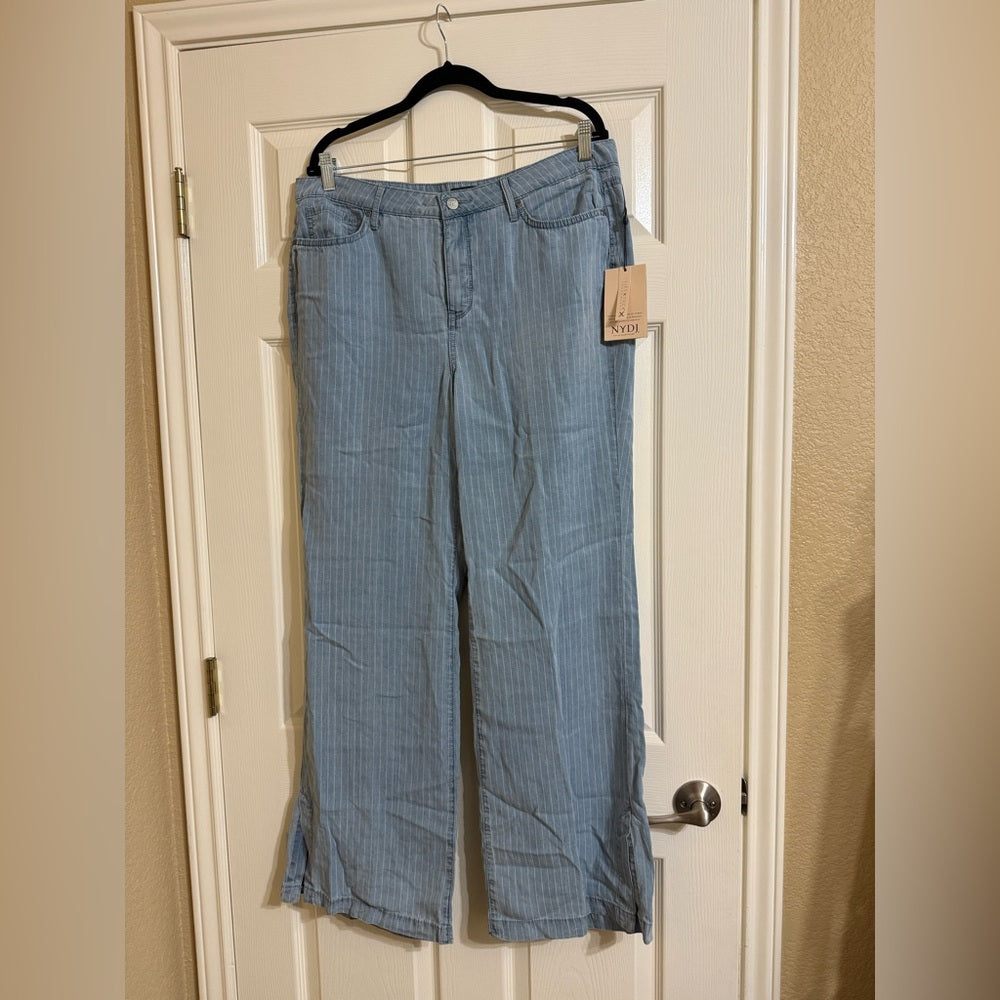 New NYDJ Light Blue Striped Flare Jeans