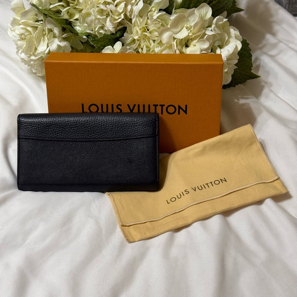 Louis Vuitton Black Leather Capucine Flowers Wallet