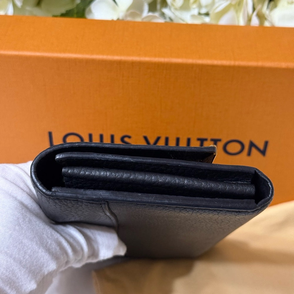 Louis Vuitton Black Leather Capucine Flowers Wallet
