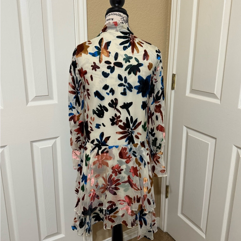 Alice + Olivia Multicolor Iridescent Floral Mini Dress XS