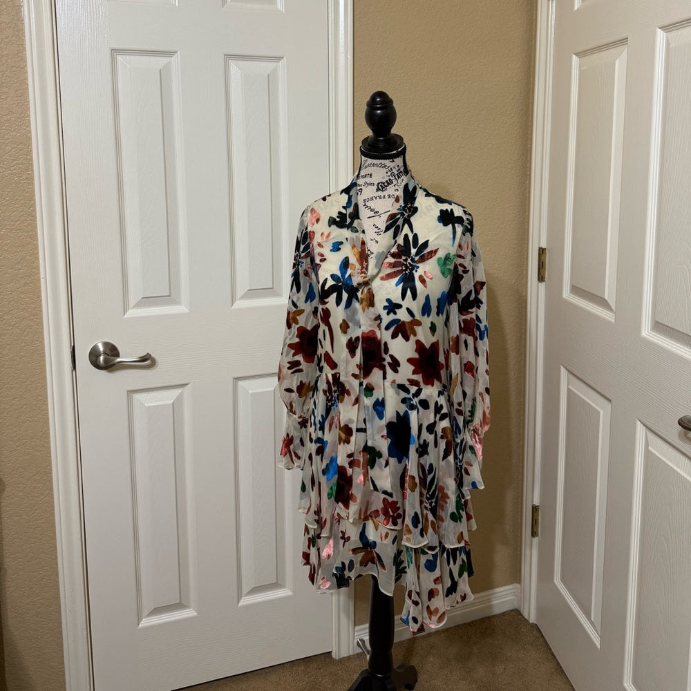 Alice + Olivia Multicolor Iridescent Floral Mini Dress XS