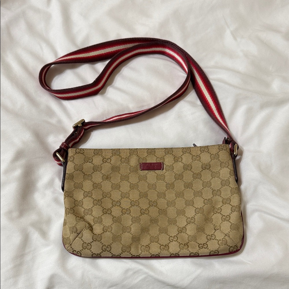 Gucci Beige and Burgundy Crossbody Bag