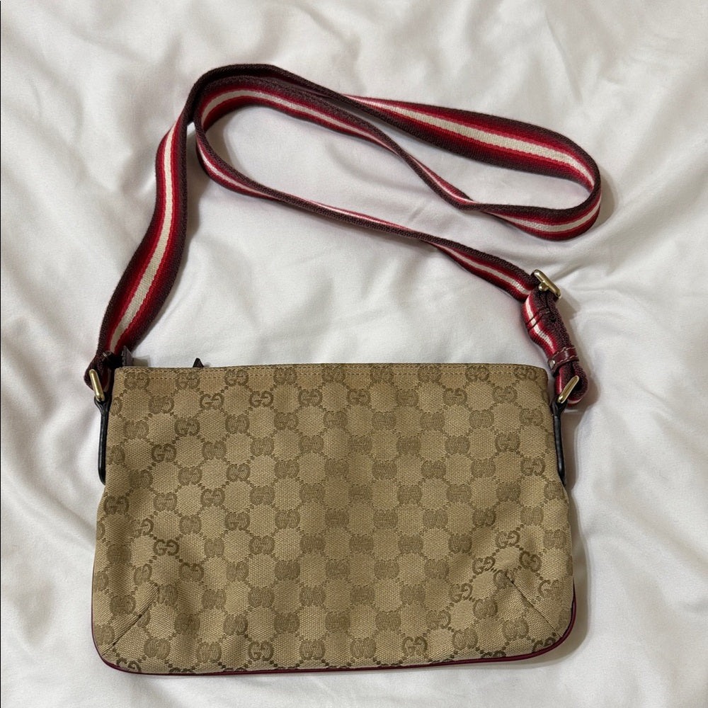 Gucci Beige and Burgundy Crossbody Bag