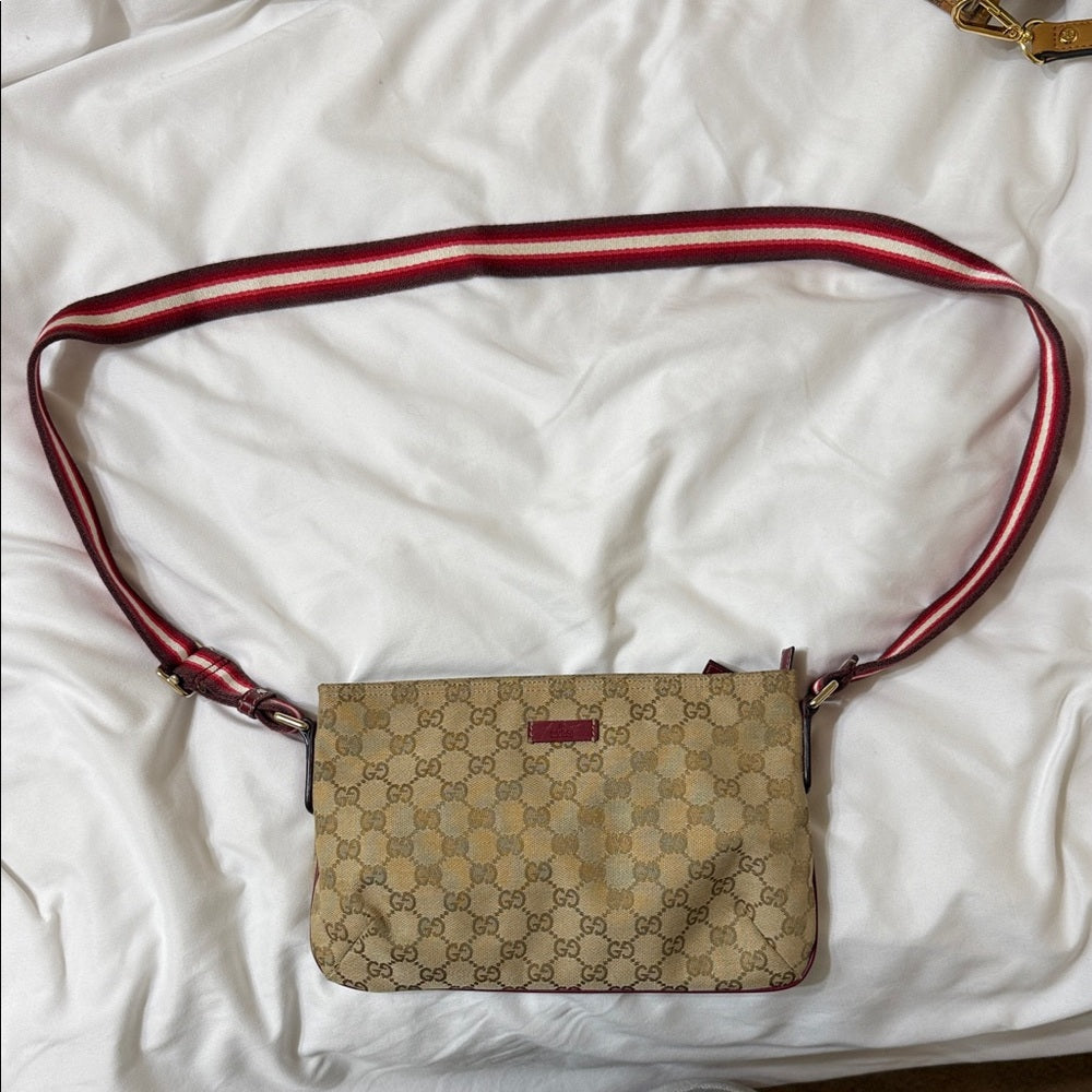 Gucci Beige and Burgundy Crossbody Bag