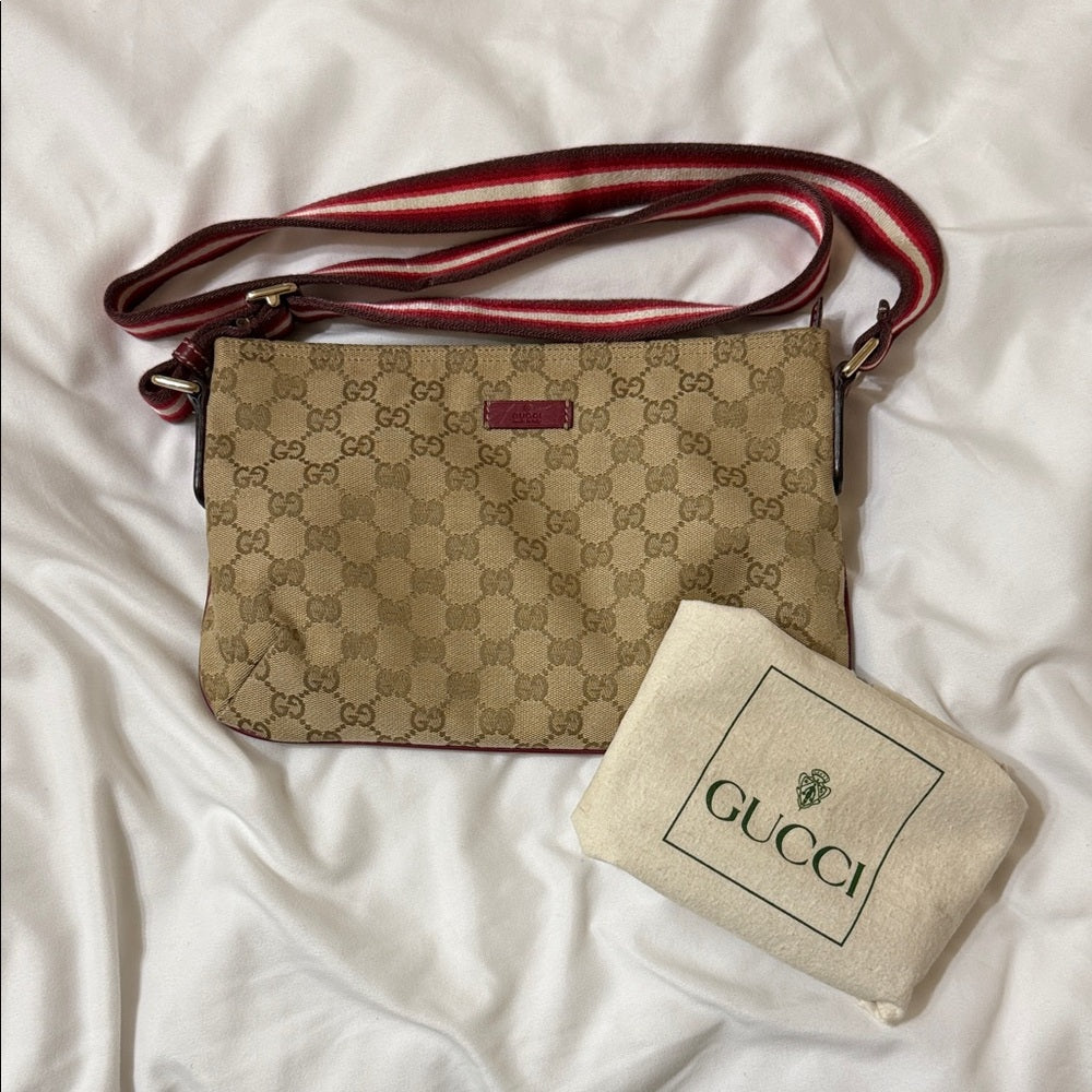 Gucci Beige and Burgundy Crossbody Bag