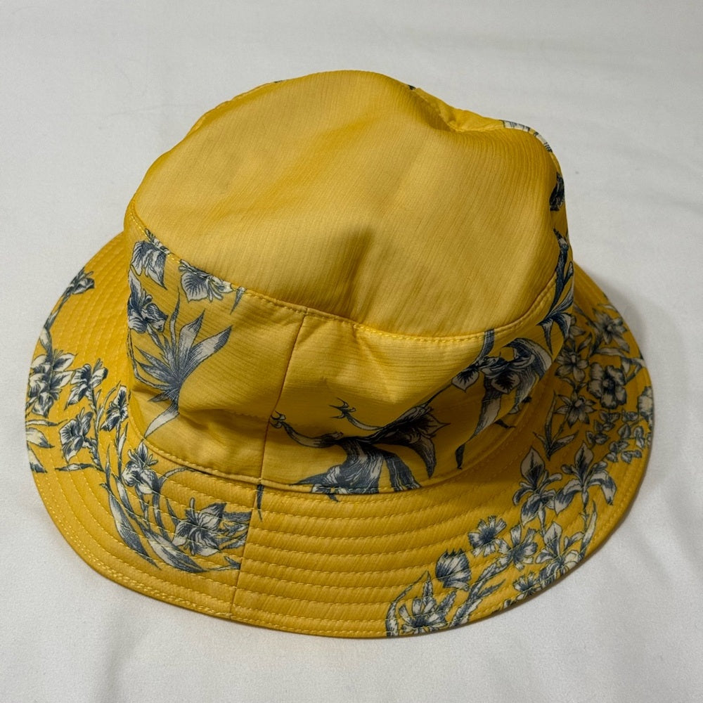 NWOT Hermes Yellow and White Floral Bucket Hat Size 56