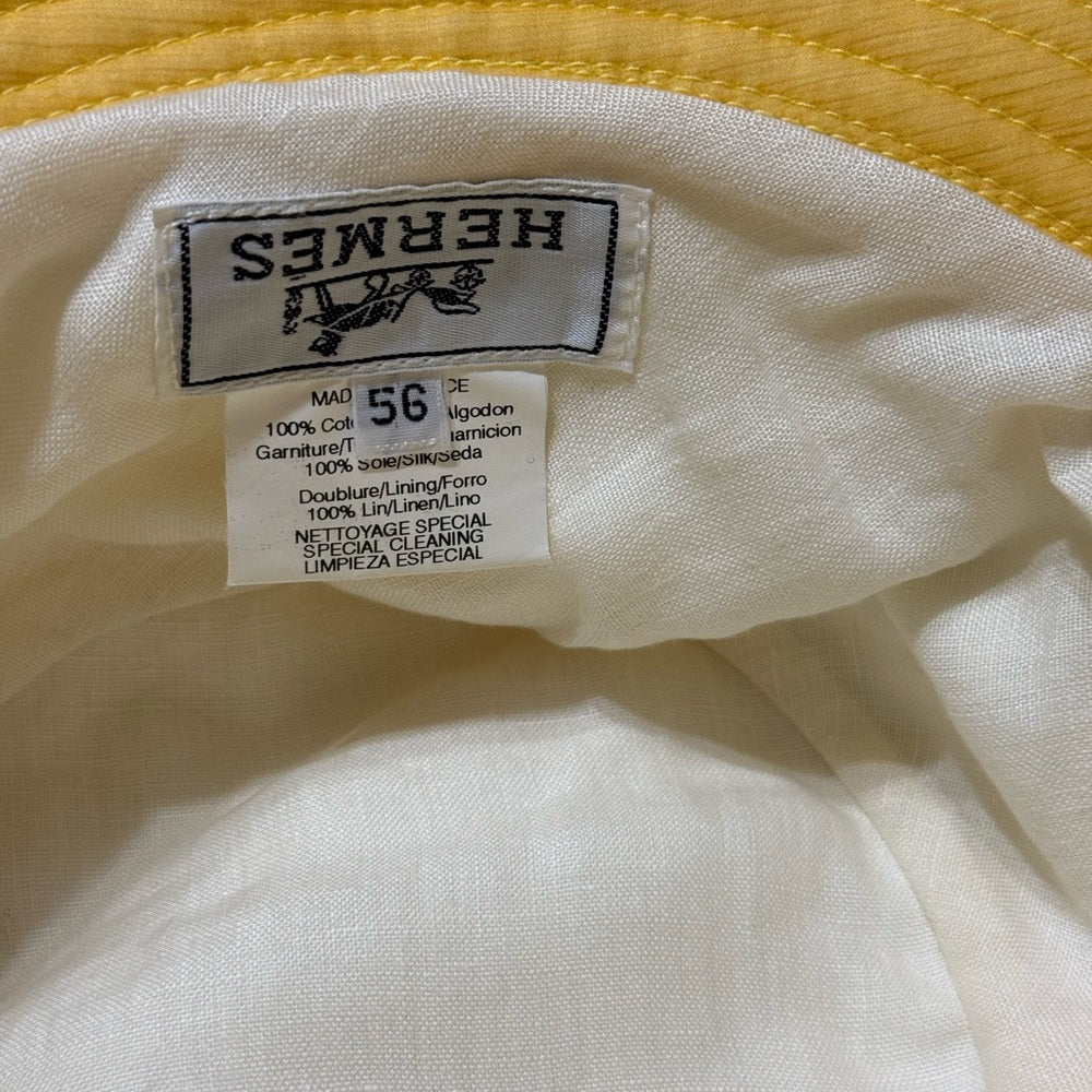 NWOT Hermes Yellow and White Floral Bucket Hat Size 56