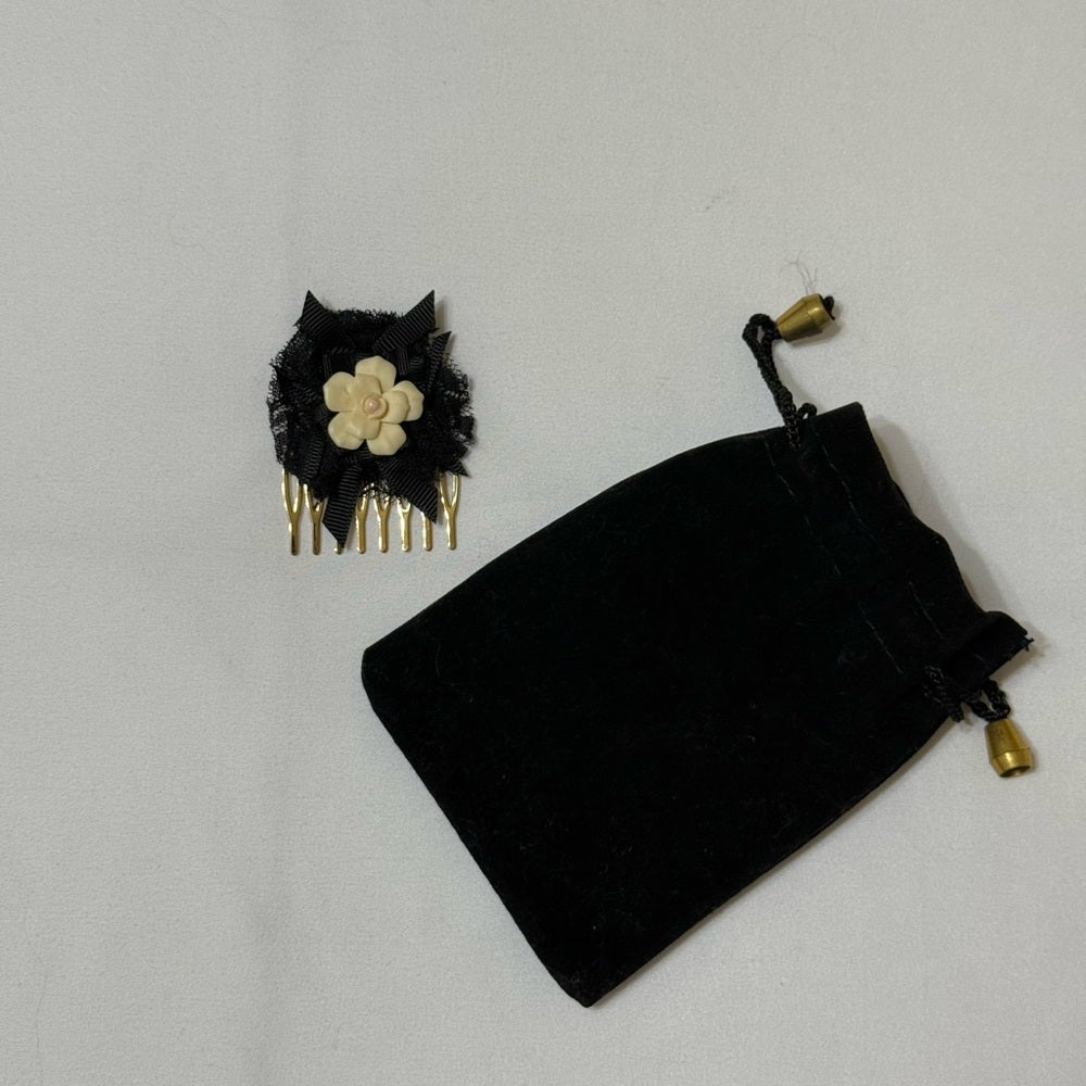 Dolce & Gabbana Black and Cream Floral Hair Comb