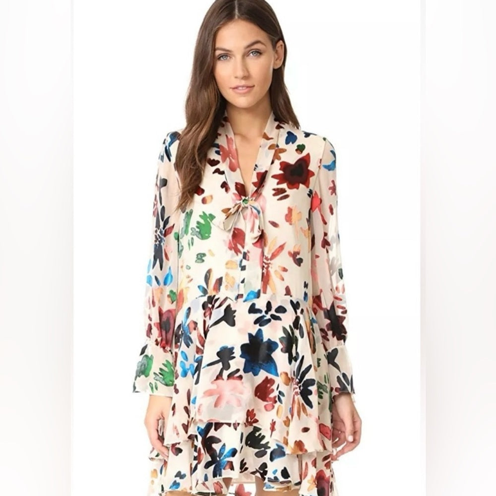 Alice + Olivia Multicolor Iridescent Floral Mini Dress XS