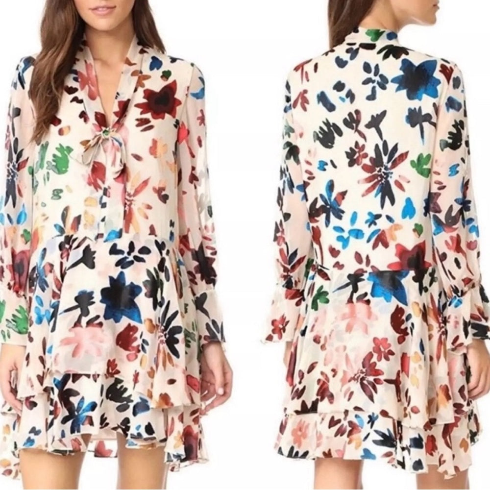Alice + Olivia Multicolor Iridescent Floral Mini Dress XS
