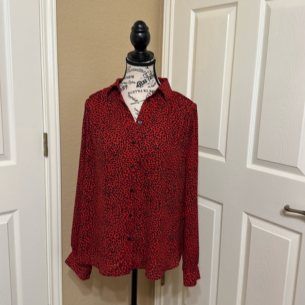 H&M Red & Black Pattern Blouse