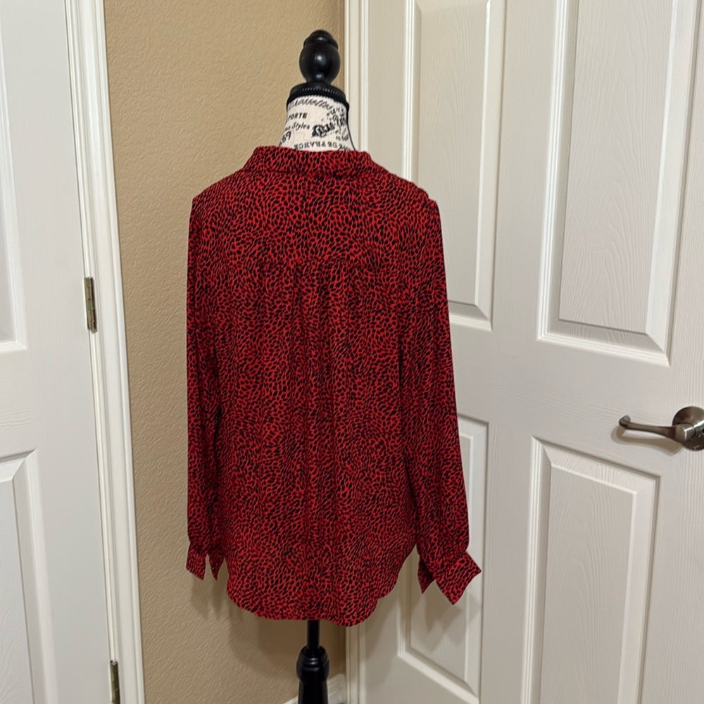 H&M Red & Black Pattern Blouse