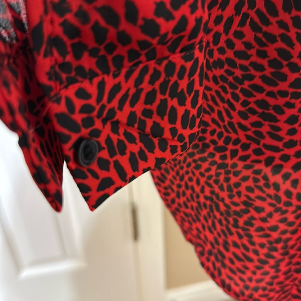 H&M Red & Black Pattern Blouse