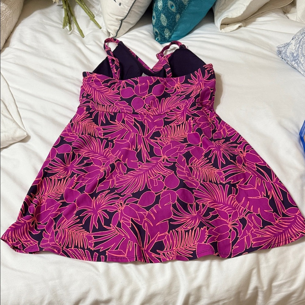 New Lands' End Pink and Purple Floral Swimsuit