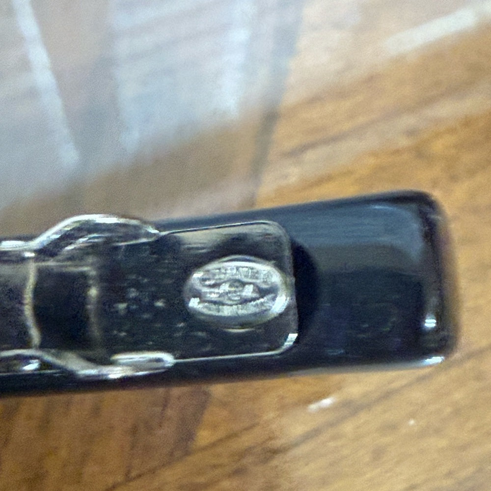 CHANEL Iridescent Black Hair Barrette with Silver Details