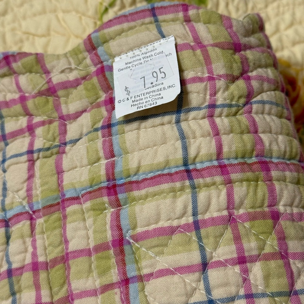 Plaid Napkin Set with Floral Placemat and Napkin Rings Set of 4