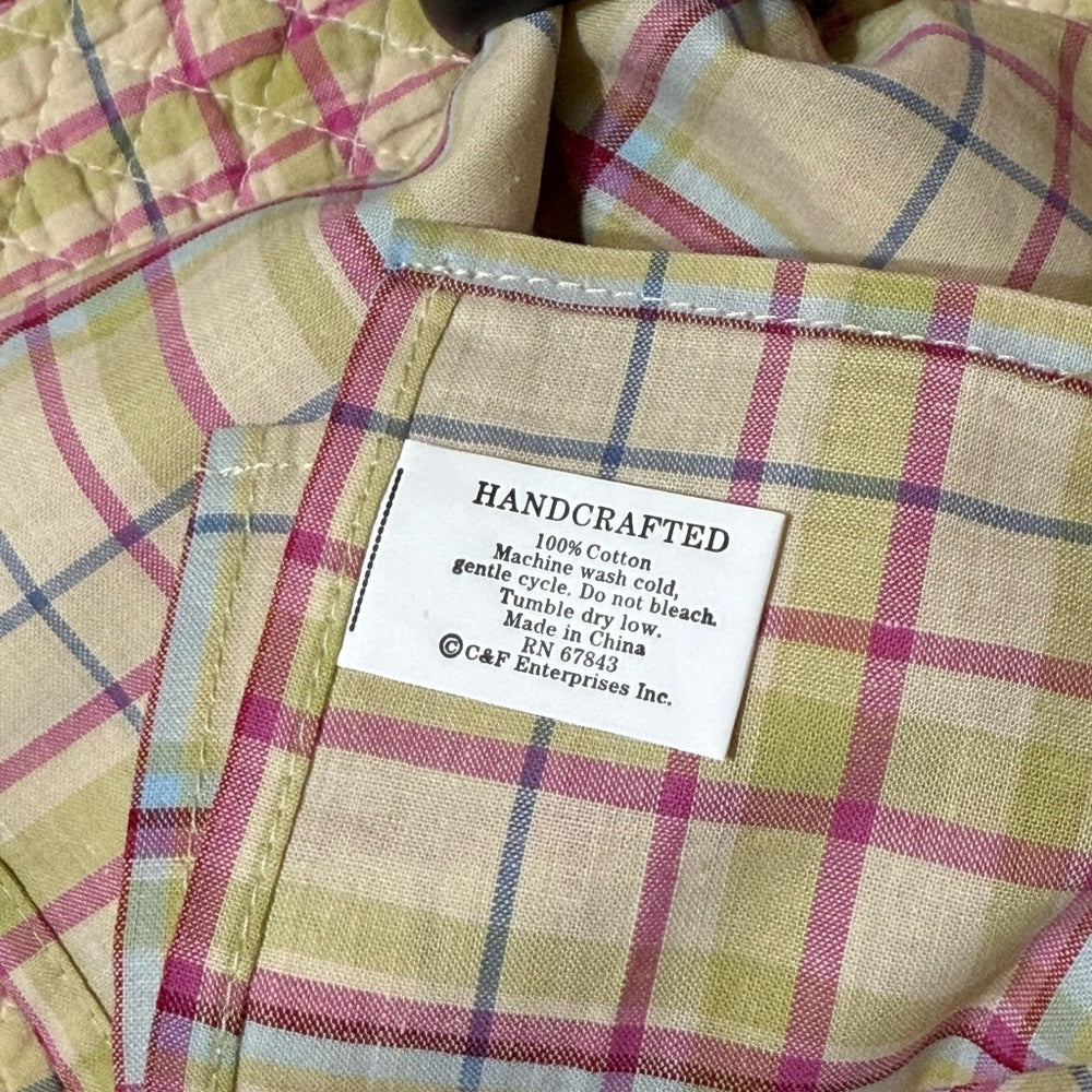 Plaid Napkin Set with Floral Placemat and Napkin Rings Set of 4