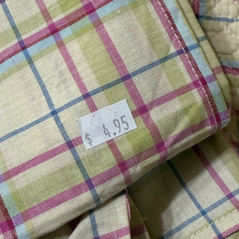 Plaid Napkin Set with Floral Placemat and Napkin Rings Set of 4