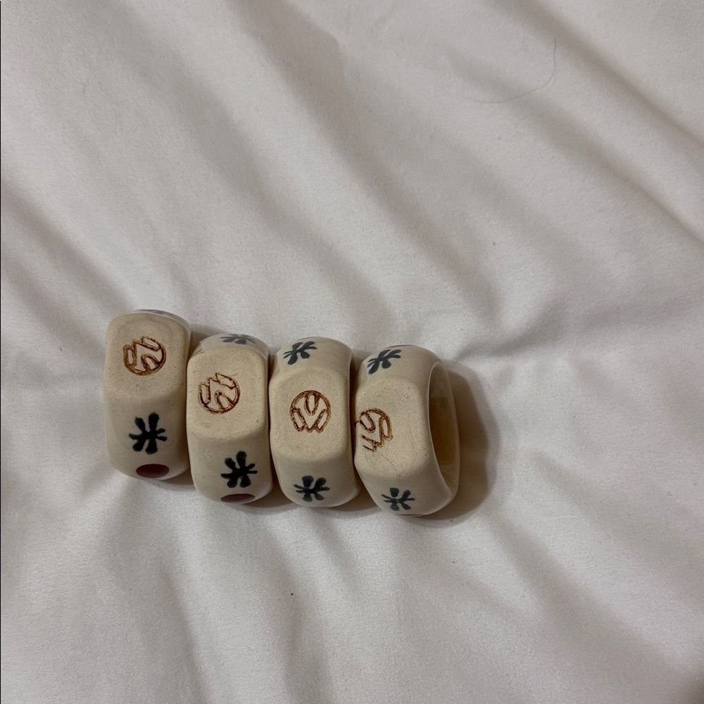 Set of 4 Polish Pottery Napkin Rings