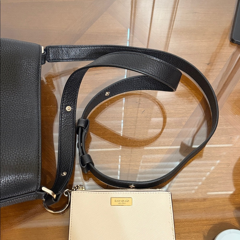Kate Spade Black Leather Crossbody Bag and Card Wallet