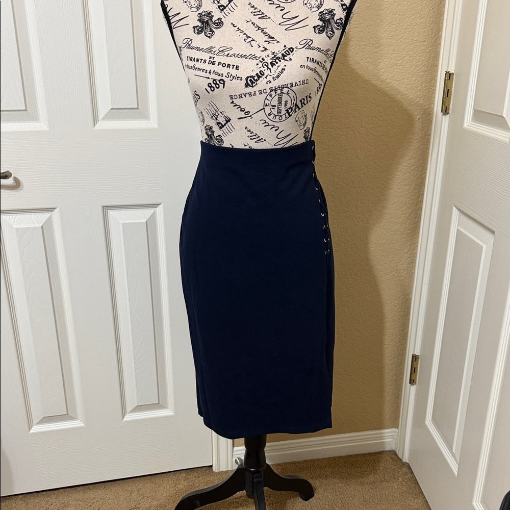 New Ralph Lauren Classic Navy Midi Skirt