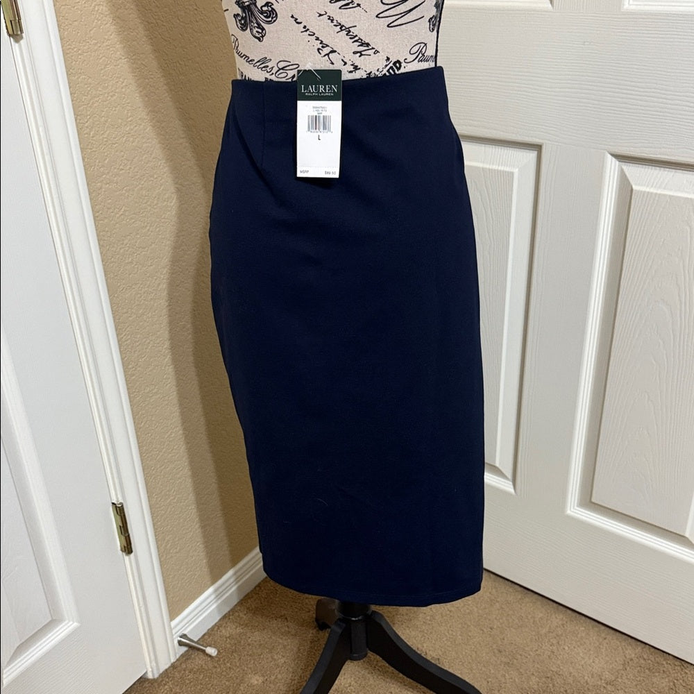 New Ralph Lauren Classic Navy Midi Skirt
