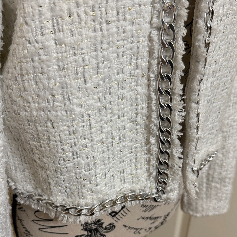 New Alice + Olivia White Tweed Blazer