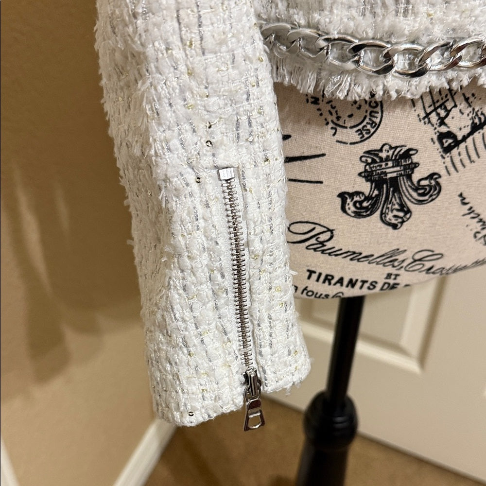 New Alice + Olivia White Tweed Blazer