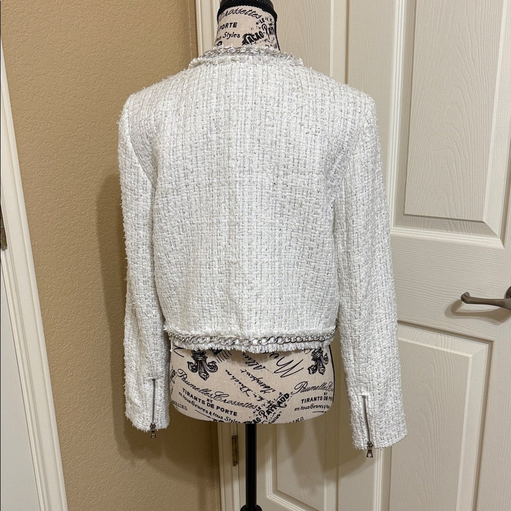New Alice + Olivia White Tweed Blazer