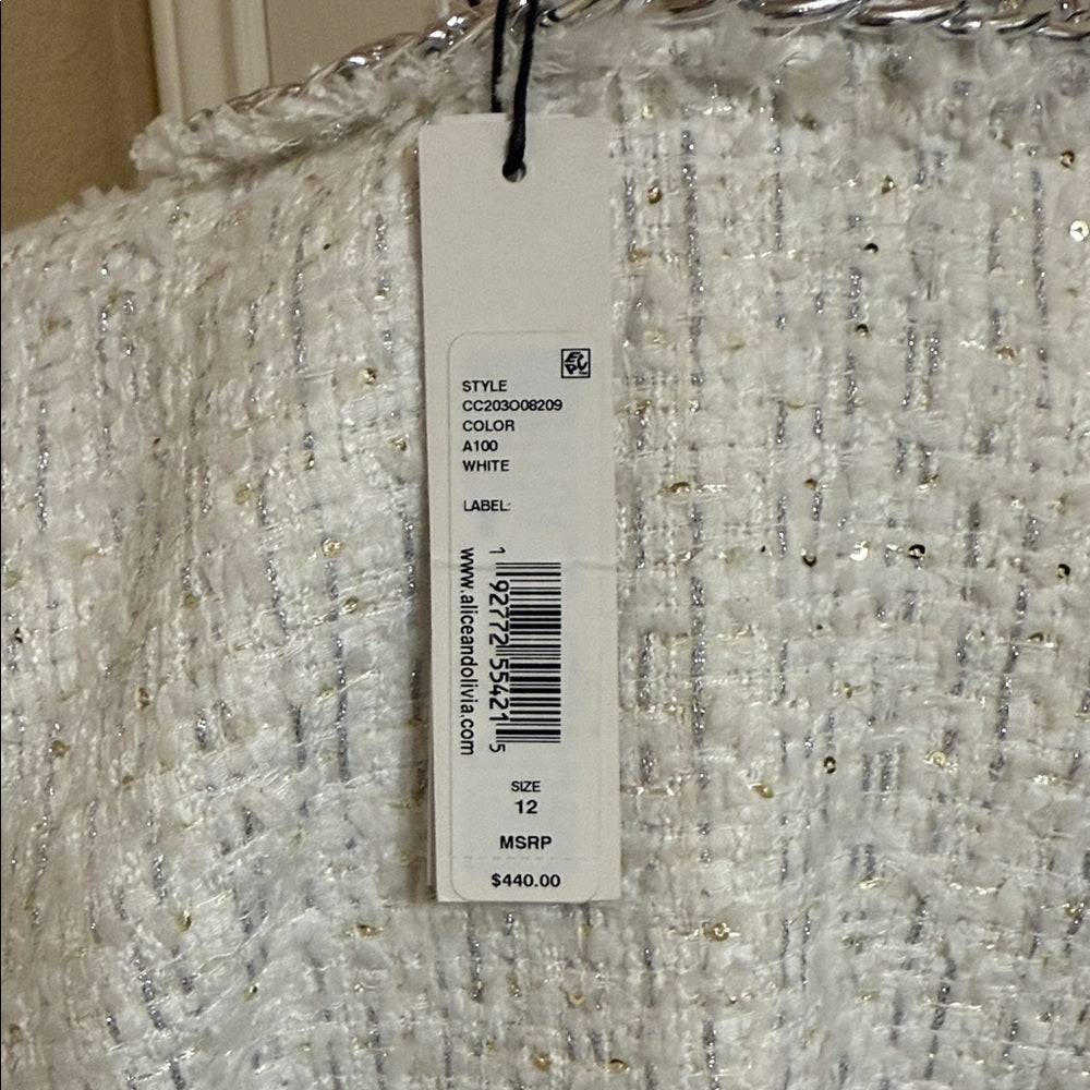 New Alice + Olivia White Tweed Blazer