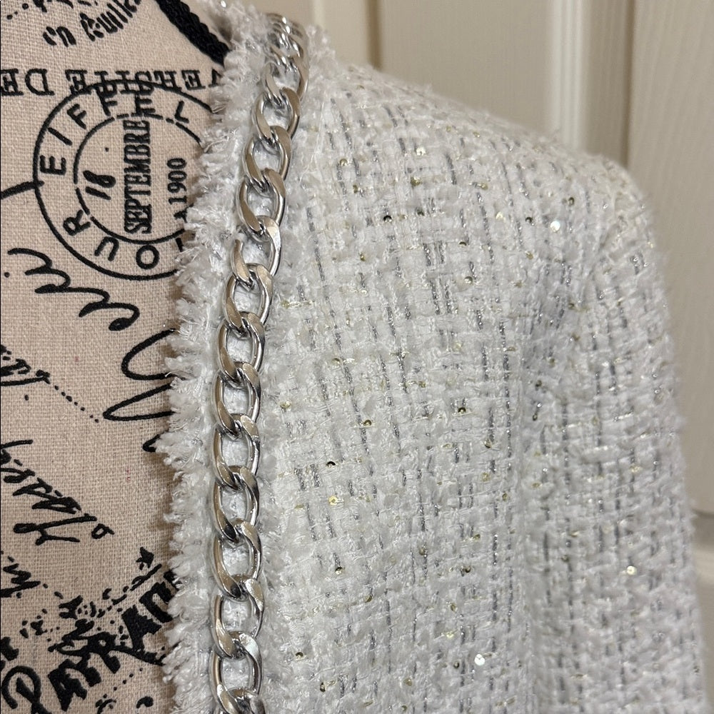 New Alice + Olivia White Tweed Blazer