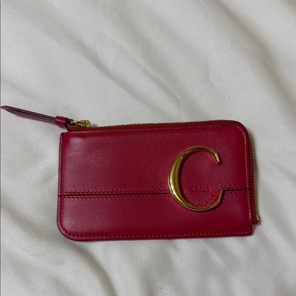 Chloe Hot Pink Leather Wallet with Gold Accent