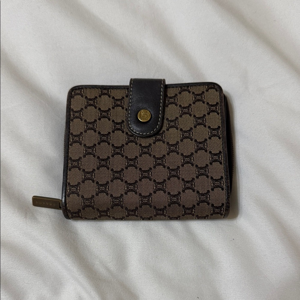 Celine Macadam Monogrammed Tan and Black Wallet