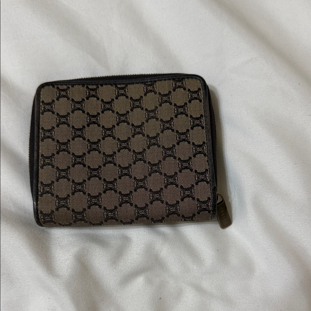 Celine Macadam Monogrammed Tan and Black Wallet