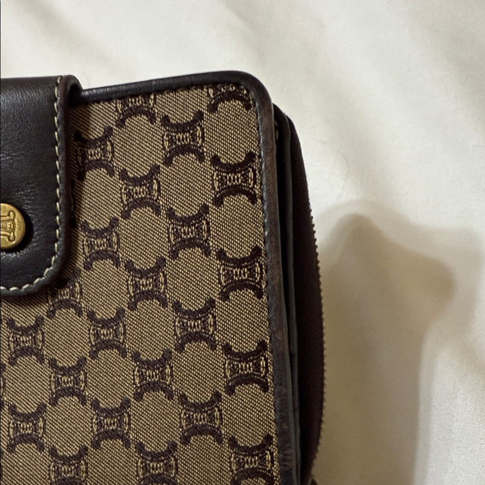 Celine Macadam Monogrammed Tan and Black Wallet