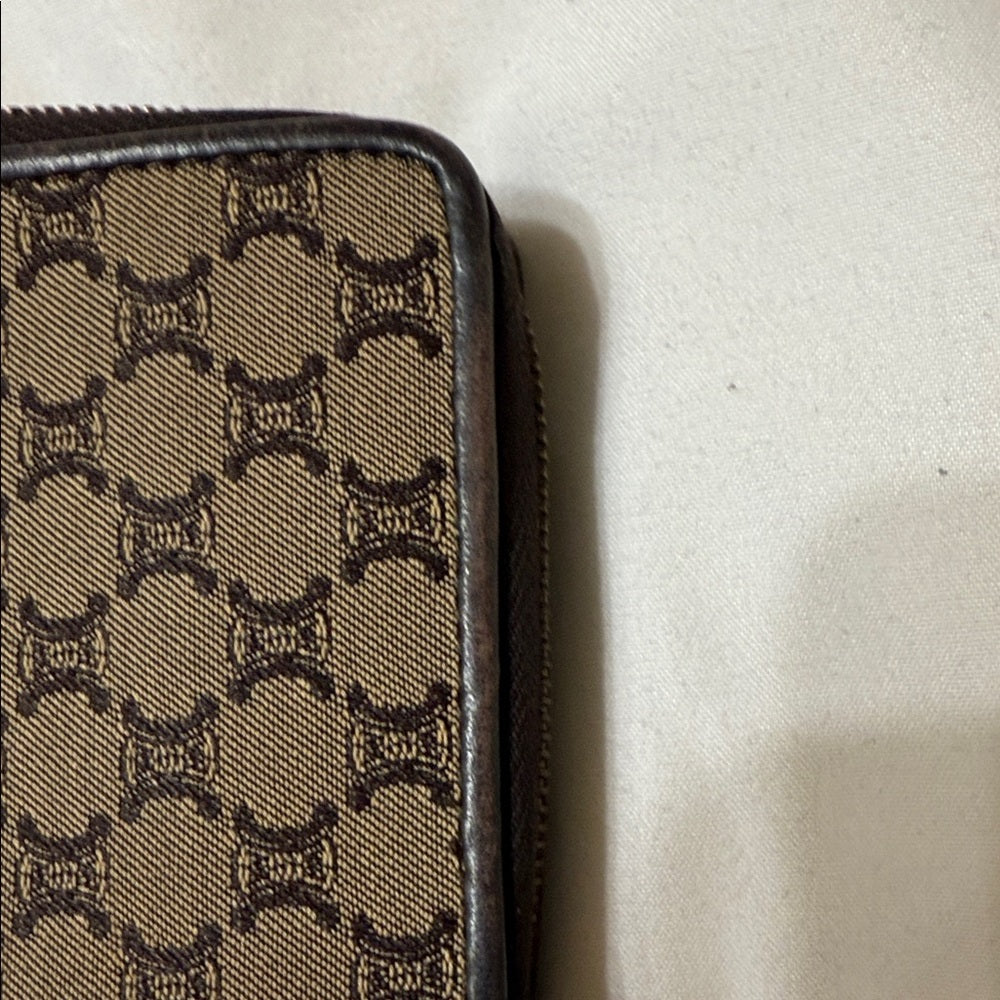 Celine Macadam Monogrammed Tan and Black Wallet